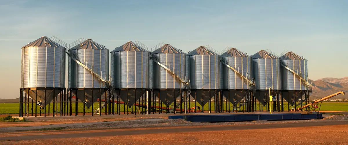 Une rangée de silos à grain