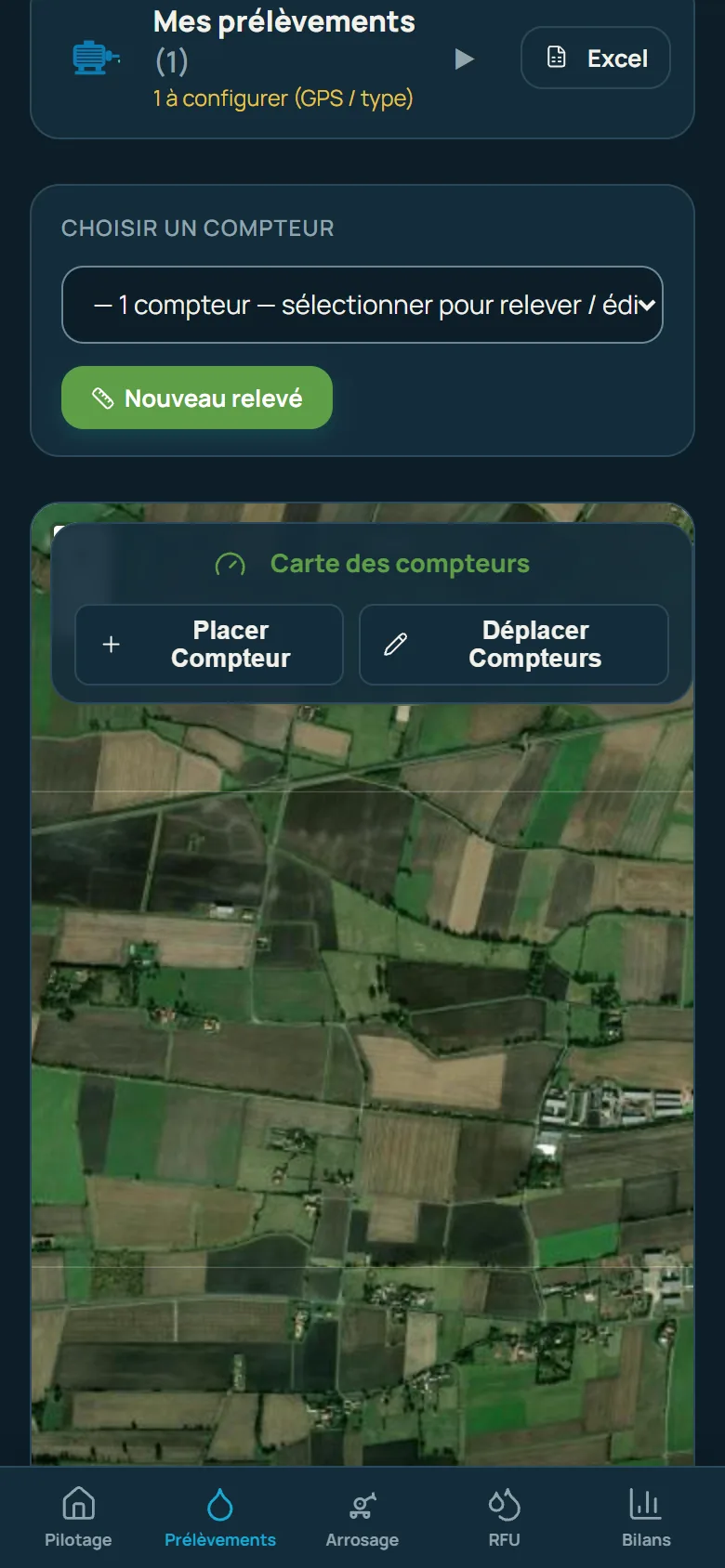 IrriPilot sur téléphone : les points de prélèvement et le choix d’un compteur à relever