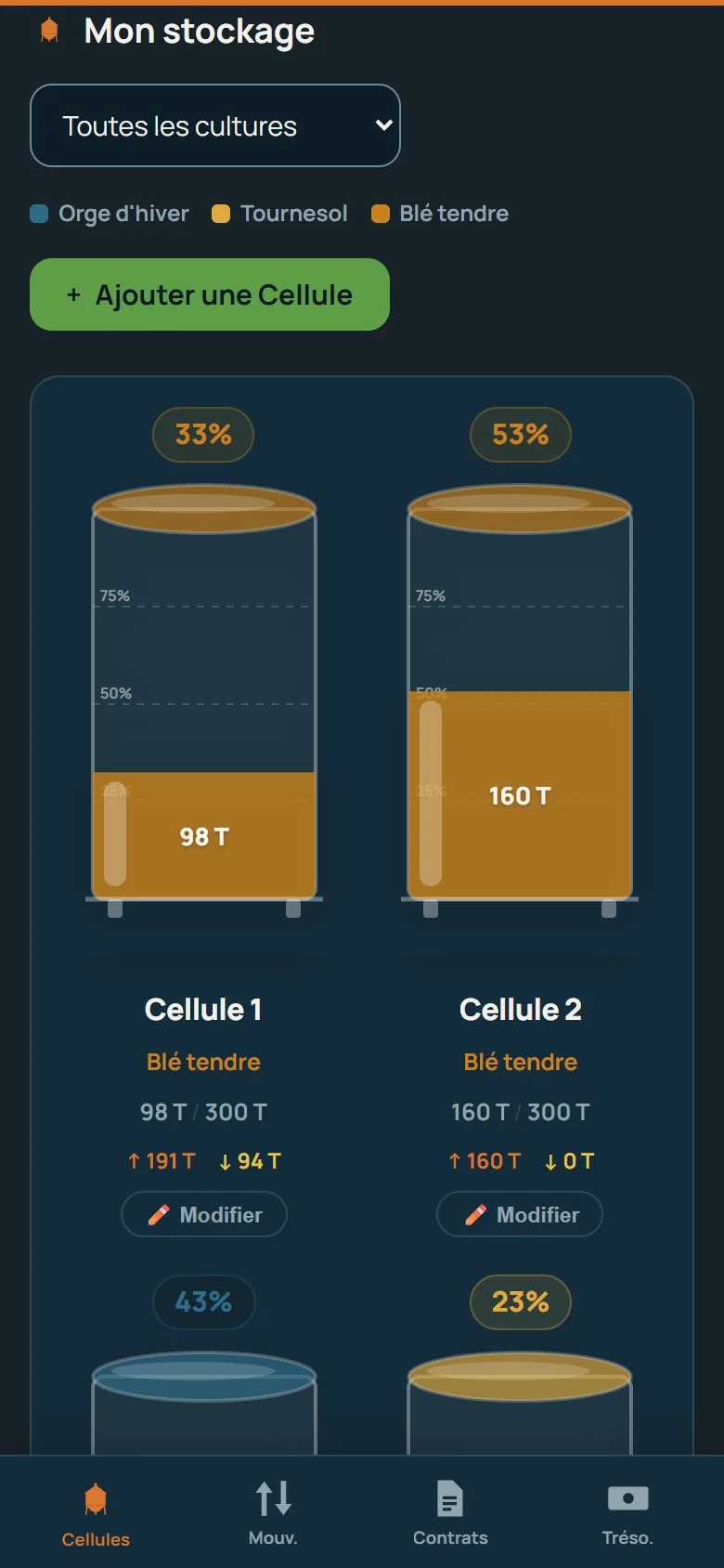 SiloVia sur téléphone : les cellules